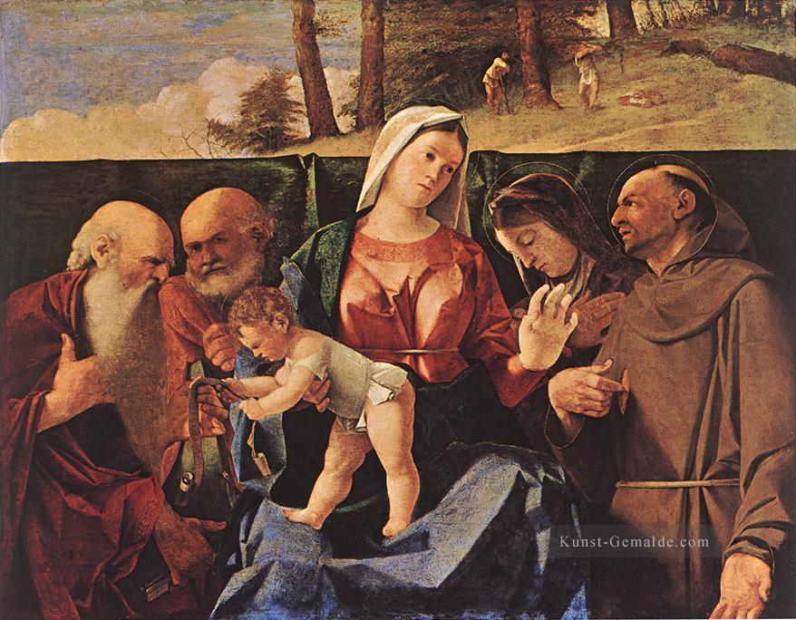 Madonna mit Kind und Heiligen Renaissance Lorenzo Lotto Ölgemälde